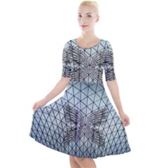 Graphic Pattern Wing Art Quarter Sleeve A-line Dress by Pakrebo