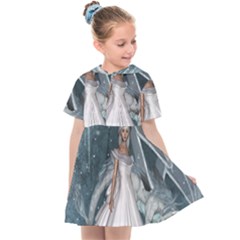 Wonderful Girl With Ice Dragon Kids  Sailor Dress by FantasyWorld7
