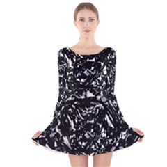 Dark Abstract Print Long Sleeve Velvet Skater Dress by dflcprintsclothing