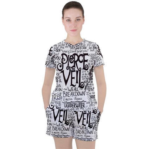 Pierce The Veil Music Band Group Fabric Art Cloth Poster Women s Tee And Shorts Set by Sudhe