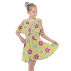 Traditional Patterns Plum Kids  Shoulder Cutout Chiffon Dress