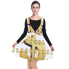 Dollar Money Gold Finance Sign Plunge Pinafore Dress