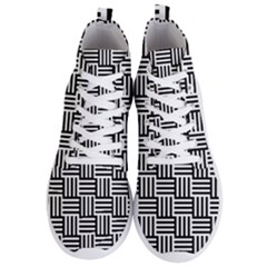 Black And White Basket Weave Men s Lightweight High Top Sneakers by retrotoomoderndesigns