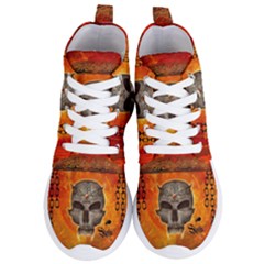 Awesome Skull With Celtic Knot With Fire On The Background Women s Lightweight High Top Sneakers by FantasyWorld7