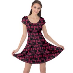 Peace And Love Typographic Print Pattern Cap Sleeve Dress by dflcprintsclothing