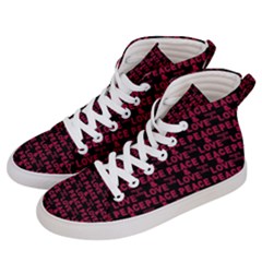 Peace And Love Typographic Print Pattern Women s Hi-top Skate Sneakers by dflcprintsclothing