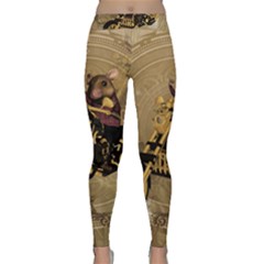 Funny Cute Mouse On A Motorcycle Classic Yoga Leggings by FantasyWorld7