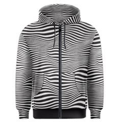 Retro Psychedelic Waves Pattern 80s Black And White Men s Zipper Hoodie by genx