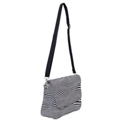 Retro Psychedelic Waves Pattern 80s Black And White Shoulder Bag With Back Zipper by genx