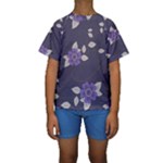 Purple flowers Kids  Short Sleeve Swimwear