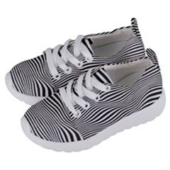 Retro Psychedelic Waves Pattern 80s Black And White Kids  Lightweight Sports Shoes by genx