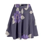 Purple flowers High Waist Skirt