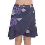 Purple flowers Chiffon Wrap Front Skirt