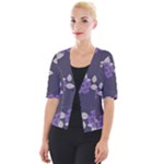 Purple flowers Cropped Button Cardigan