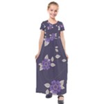 Purple flowers Kids  Short Sleeve Maxi Dress