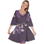 Purple flowers Velour Kimono Dress