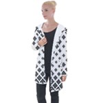 Black And White Tribal Longline Hooded Cardigan