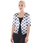 Black And White Tribal Cropped Button Cardigan