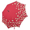 Flowers White Daisies Pattern Red Background Flowers White Daisies Pattern Red Bottom Hook Handle Umbrellas (Small) View2