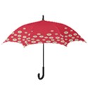 Flowers White Daisies Pattern Red Background Flowers White Daisies Pattern Red Bottom Hook Handle Umbrellas (Small) View3