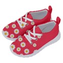Flowers White Daisies Pattern Red Background Flowers White Daisies Pattern Red Bottom Running Shoes View2