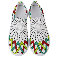 Round Star Colors Illusion Mandala Men s Slip On Sneakers by Mariart
