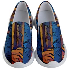 Woods Trees Abstract Scene Forest Kids  Lightweight Slip Ons by Pakrebo