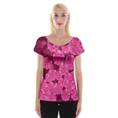 Cherry Blossoms Floral Design Cap Sleeve Top by Pakrebo