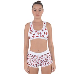 Red Apple Core Funny Retro Pattern Half On White Background Racerback Boyleg Bikini Set by genx