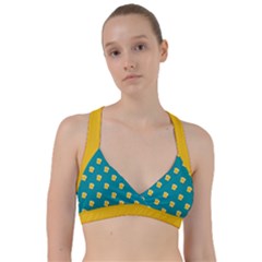 Toast With Cheese Funny Retro Pattern Turquoise Green Background Sweetheart Sports Bra by genx