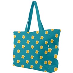 Toast With Cheese Funny Retro Pattern Turquoise Green Background Simple Shoulder Bag by genx