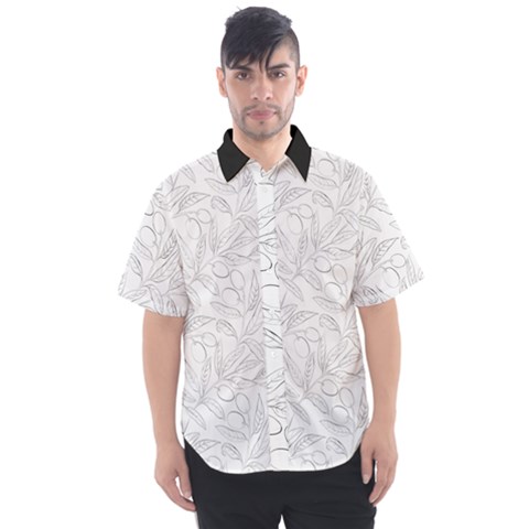 Organic Olive Leaves Pattern Hand Drawn Black And White Men s Short Sleeve Shirt by genx