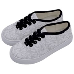 Organic Olive Leaves Pattern Hand Drawn Black And White Kids  Classic Low Top Sneakers by genx