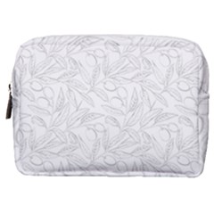 Organic Olive Leaves Pattern Hand Drawn Black And White Make Up Pouch (medium) by genx