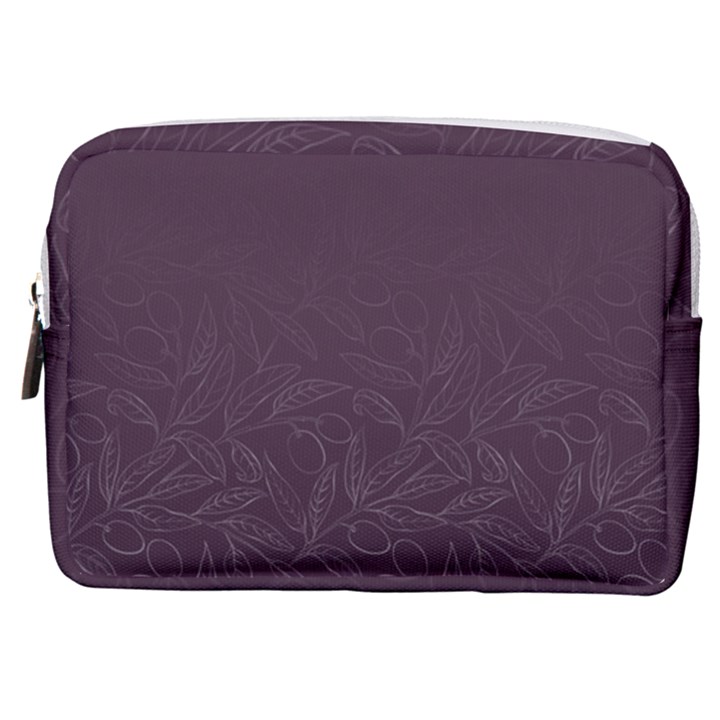 Organic Olive Leaves Pattern Hand drawn Purple Red Wine Make Up Pouch (Medium)