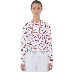 Funny Bacon Slices Pattern Infidel Red Meat Women s Slouchy Sweat by genx