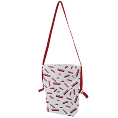 Funny Bacon Slices Pattern Infidel Red Meat Folding Shoulder Bag by genx