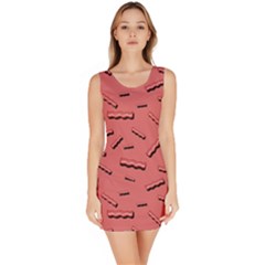 Funny Bacon Slices Pattern Infidel Vintage Red Meat Background  Bodycon Dress by genx