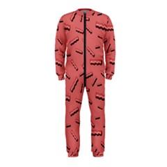 Funny Bacon Slices Pattern Infidel Vintage Red Meat Background  Onepiece Jumpsuit (kids) by genx