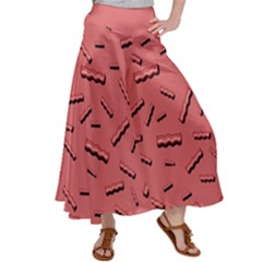 Funny Bacon Slices Pattern Infidel Vintage Red Meat Background  Satin Palazzo Pants by genx