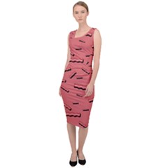 Funny Bacon Slices Pattern Infidel Vintage Red Meat Background  Sleeveless Pencil Dress by genx