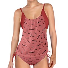 Funny Bacon Slices Pattern Infidel Vintage Red Meat Background  Tankini Set by genx