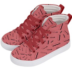 Funny Bacon Slices Pattern Infidel Vintage Red Meat Background  Kids  Hi-top Skate Sneakers by genx