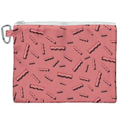 Funny Bacon Slices Pattern Infidel Vintage Red Meat Background  Canvas Cosmetic Bag (xxl) by genx