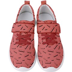 Funny Bacon Slices Pattern Infidel Vintage Red Meat Background  Men s Velcro Strap Shoes by genx