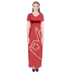 A-ok Perfect Handsign Maga Pro-trump Patriot On Pink Background Short Sleeve Maxi Dress by snek