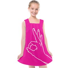 A-ok Perfect Handsign Maga Pro-trump Patriot On Pink Background Kids  Cross Back Dress by snek