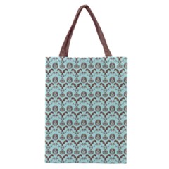 Easter Damask Pattern Robins Egg Blue And Brown Classic Tote Bag by emilyzragz