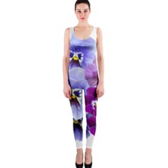 Pansy Isolated Violet Nature One Piece Catsuit by Pakrebo