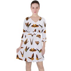 Butterfly Butterflies Insect Swarm Ruffle Dress by Pakrebo